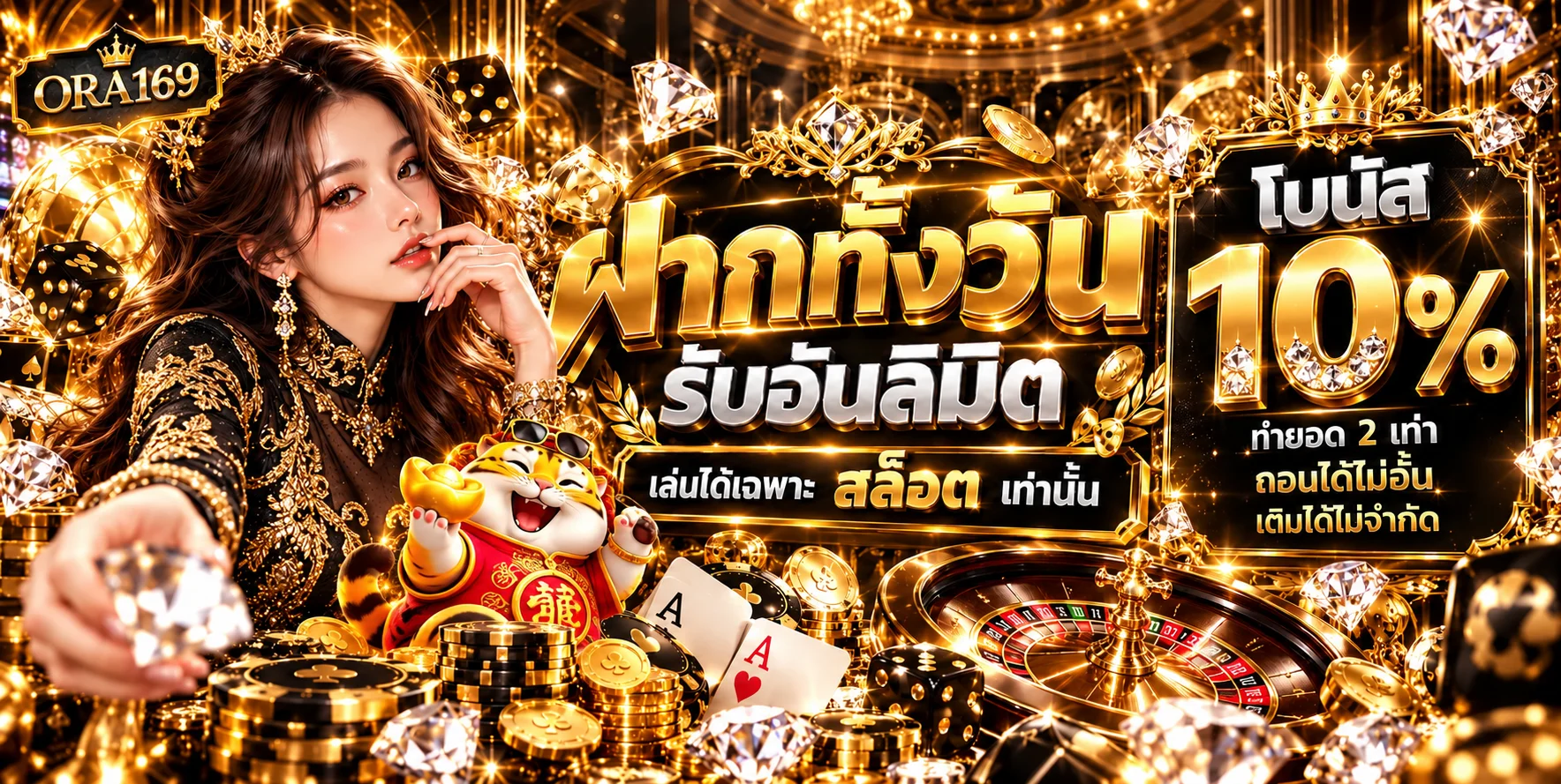 สล็อตออนไลน์ ORA169 โบนัสฝากทั้งวันและมาสคอตเสือนำโชค